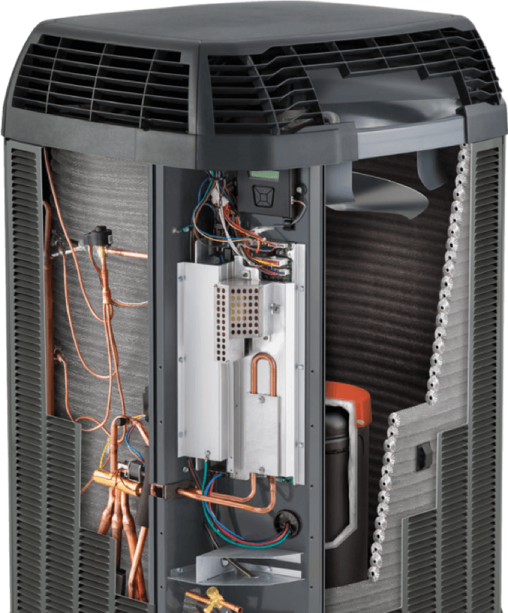 Residential HVAC Unit with Rear Compartment Exposed
